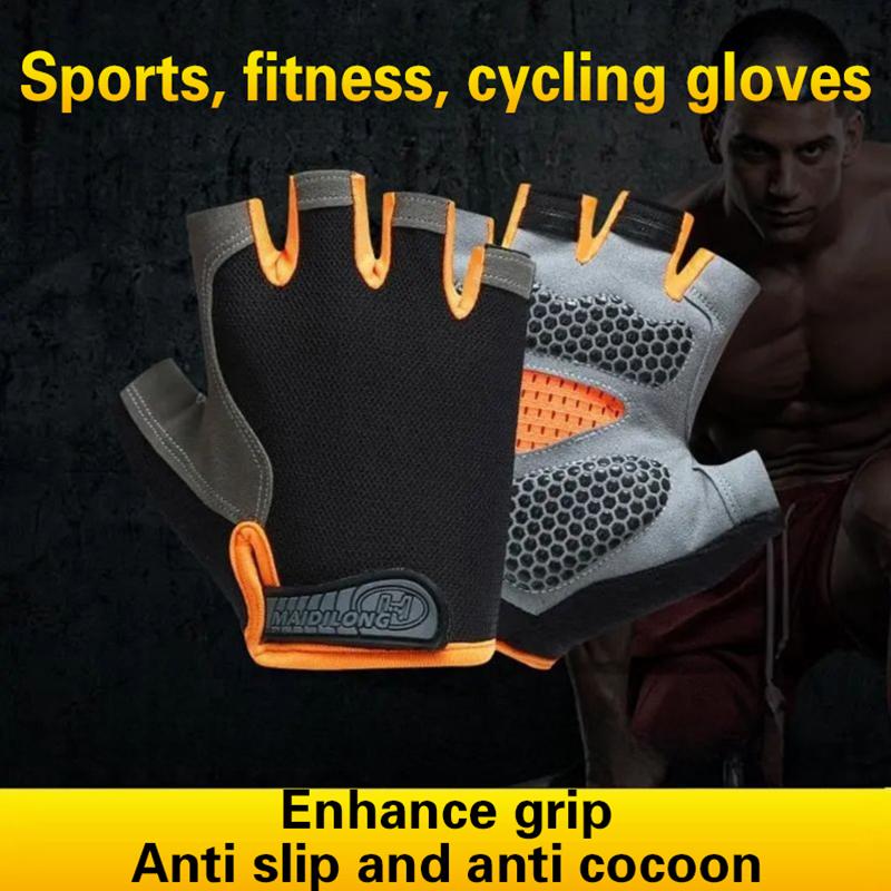 Fingerless Glove Knit - ถุงมือปั่นจักรยานแบบครึ่งนิ้ว ขายส่ง สำหรับผู้ชายและผู้หญิง กันลื่น ระบายอากาศได้ดี เหมาะสำหรับฤดูร้อน