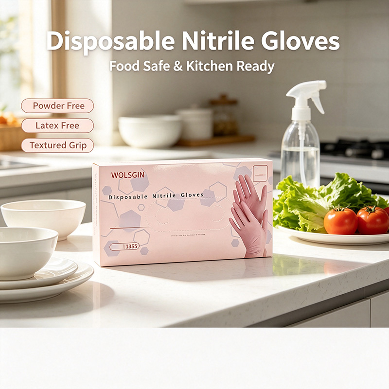 Rubber Glove Cleaning - ถุงมือไนไตรล์แบบใช้แล้วทิ้ง สีชมพู ไม่มีแป้ง ขนาด 20/50/100/200 ชิ้น