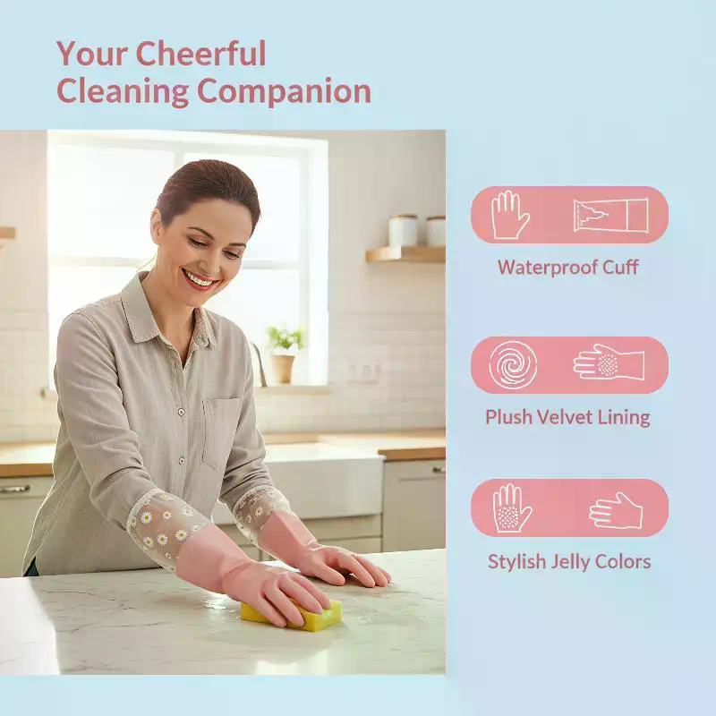 ถุงมือยางกันน้ำลายดอกไม้สำหรับ - Rubber Glove Cleaning บทวิจารณ์และราคา