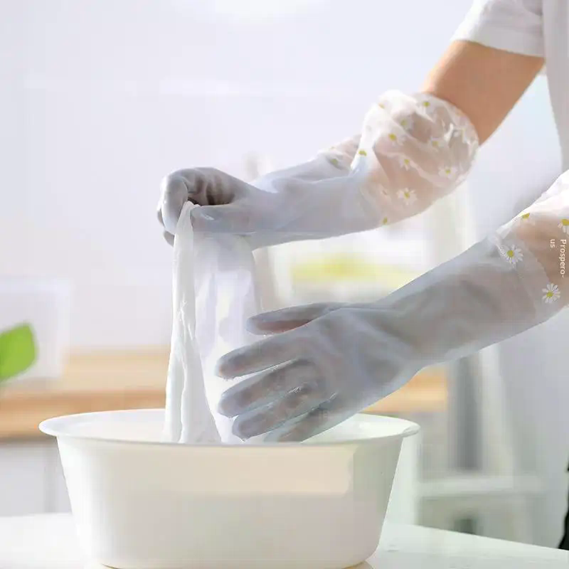ถุงมือยางกันน้ำลายดอกไม้สำหรับ - Rubber Glove Cleaning บทวิจารณ์และราคา